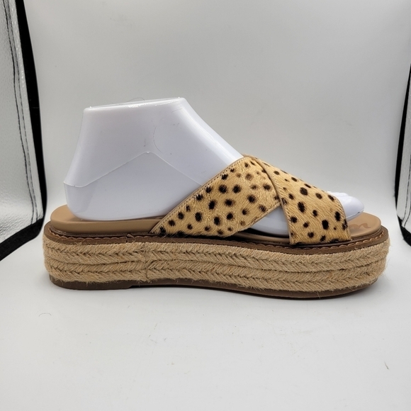 SAM EDELMAN Korina Tan Cheetah Print Platform Sandal Sz 7.5 - Picture 7 of 12